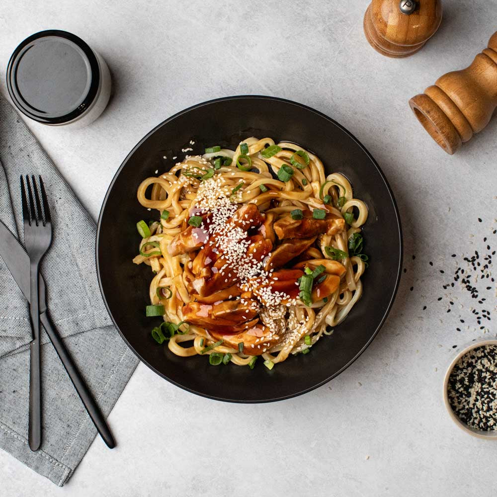 Honey Soy Garlic Chicken Udon Noodles