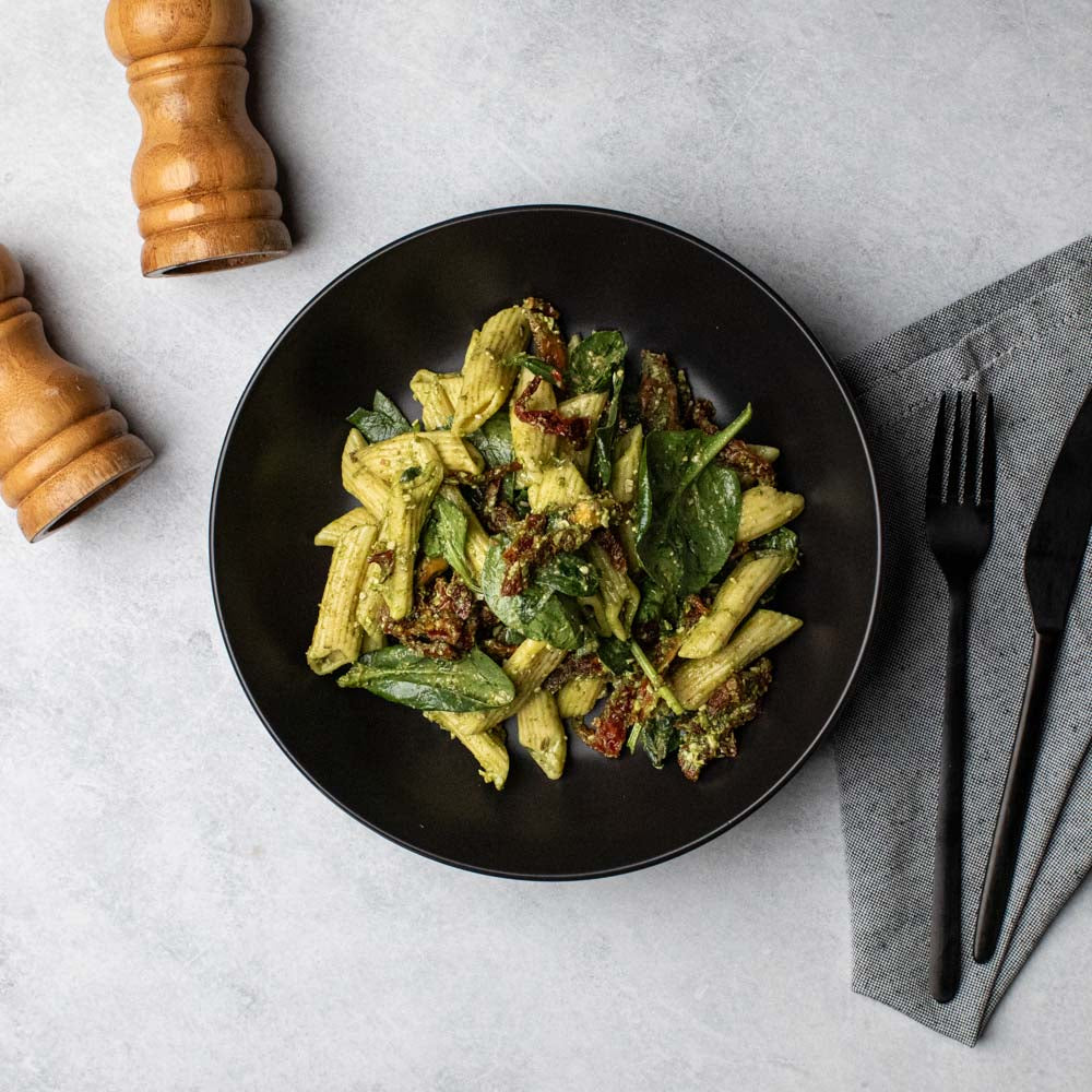 Pesto Penne w/ Sundried Tomato & Spinach
