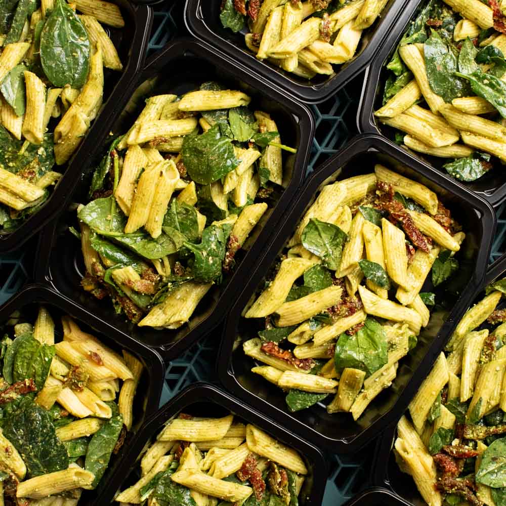 Pesto Penne w/ Sundried Tomato & Spinach