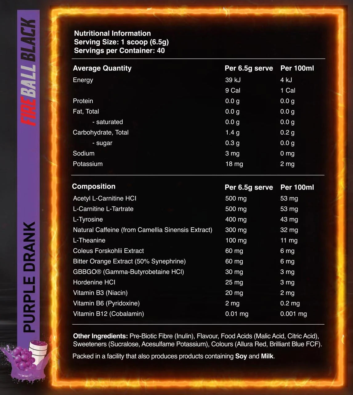 RED DRAGON NUTRITIONALS FIREBALL BLACK