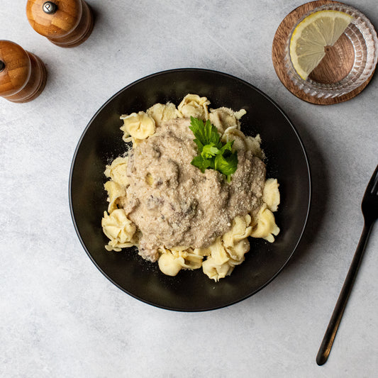 Creamy Chicken Tortellini w/ Mushroom & Leek Sauce
