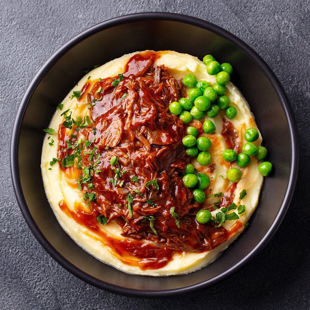 Slow Cooked Beef w/ Mash Potato, Peas & Gravy