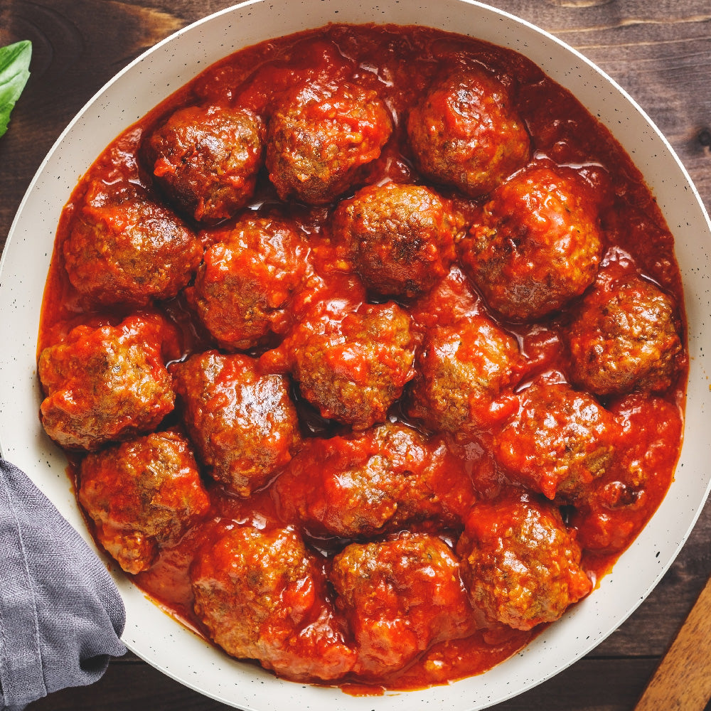 Beef Meatballs w/ Roast Chat Potato & Passata